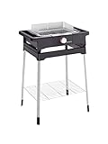 SEVERIN Style Evo Elektrogrill mit Standuntergestell und Ablagerost, Standgrill mit schnellem Grillstart bis 350 °C, Balkon Grill mit optimaler Hitzeverteilung, Schwarz, PG 8124