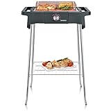 SEVERIN Style Evo Elektrogrill mit Standuntergestell und Ablagerost, Standgrill mit schnellem Grillstart bis 350 °C, Balkon Grill mit optimaler Hitzeverteilung, Schwarz, PG 8124